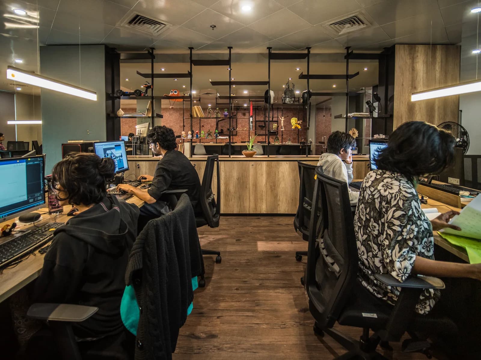 The studio shared workspace and desks